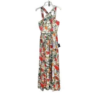 NWT Lulus Lilja Cream Floral Print Maxi Dress Halter Style Womens Size Medium